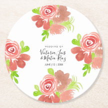 Waterverf Bloemen Roze Beige Blos Blad Bruiloft