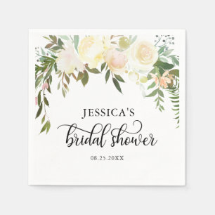 Waterverf Bloemen Roze Beige Ivoor Vrijgezellenfee Servet