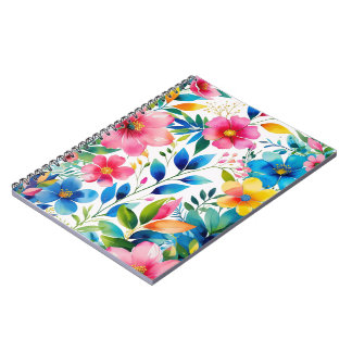 Waterverf Bloemen – Roze Blauw Gele Bloemen Notitieboek