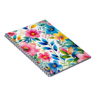 Waterverf Bloemen – Roze Blauw Gele Bloemen Notitieboek
