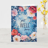 Waterverf Bloemen Roze Blauw GET WELL SOON CUSTOM Kaart (Gele Bloem)