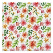 Waterverf Bloemen Roze Bloemen Patroon Perfect Poster (Voorkant)