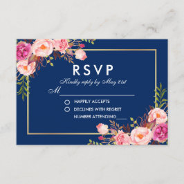 Waterverf Bloemen Roze Blush Blauw RSVP Bruiloft