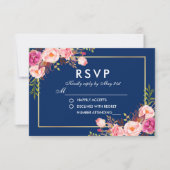 Waterverf Bloemen Roze Blush Blauw RSVP Bruiloft (Voorkant)