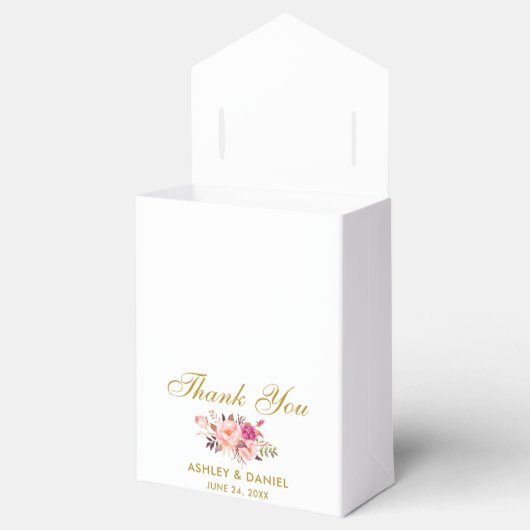 Waterverf Bloemen Roze Blush Goud Bruiloft Bedankt Bedankdoosjes (Geopend)