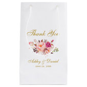 Waterverf Bloemen Roze Blush Goud Bruiloft Bedankt Klein Cadeauzakje (Voorkant)
