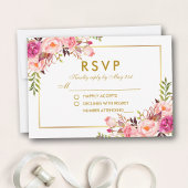 Waterverf Bloemen Roze Blush Goud RSVP Bruiloft