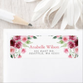 Waterverf Bloemen Roze Bourgogne Bloemen Etiket (Insitu)