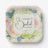 Waterverf Bloemen Roze Bruidsfeest Papieren Bordje (Voorkant)