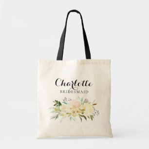 Waterverf Bloemen Roze Bruidsmeisje Bruiloft Gift Tote Bag