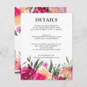 Waterverf Bloemen Roze Bruiloft Details Informatiekaartje (Voorkant / Achterkant)