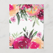 Waterverf Bloemen Roze Bruiloft Details Informatiekaartje (Achterkant)