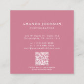 Waterverf Bloemen Roze Camera Fotograaf QR Code Vierkante Visitekaartje (Achterkant)