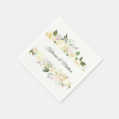 Waterverf Bloemen Roze Cream Ivoor Krans Bruiloft Servet (Hoek)