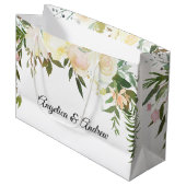 Waterverf Bloemen Roze Cream Ivoor Trouwdouche Groot Cadeauzakje (Voorkant Gekanteld)