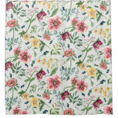 Waterverf bloemen Roze gele bloemen Douchegordijn (Voorkant)