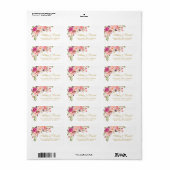 Waterverf Bloemen Roze Goud Bruiloft Adres Etiket (Full Sheet)