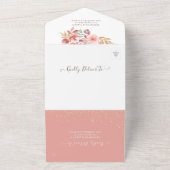 Waterverf bloemen roze gouden Confetti RSVP All In One Uitnodiging (Buitenkant)