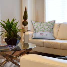 Waterverf Bloemen Roze Grijs Naam Kussen