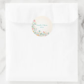 Waterverf Bloemen Roze Groen Turquoise Bruiloft Ronde Sticker (Tas)