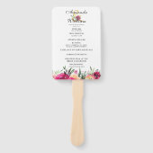 Waterverf Bloemen Roze Huwelijksceremonie Programm Handwaaier (Voorkant)