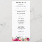 Waterverf Bloemen Roze Huwelijksceremonie Programm Programmakaart (Achterkant)