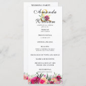 Waterverf Bloemen Roze Huwelijksceremonie Programm Programmakaart (Voorkant / Achterkant)