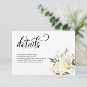 Waterverf Bloemen Roze Ivoor Bruiloft DETAILS Informatiekaartje (Staand voorkant)