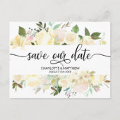 Waterverf Bloemen Roze Ivoor Bruiloft SAVE OUR DAT Aankondigingskaart (Voorkant)