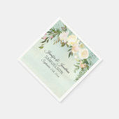 Waterverf Bloemen Roze Ivoor Mint Krans Bruiloft Servet (Hoek)