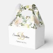 Waterverf Bloemen Roze Ivoor Monogram Bruiloft Bedankdoosjes (Achterkant)