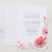 Waterverf Bloemen Roze krans bruiloft uitnodiginge Kaart (Voorkant / Achterkant)