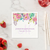 Waterverf Bloemen Roze Lila Paarse krans bruiloft Servet (Insitu)