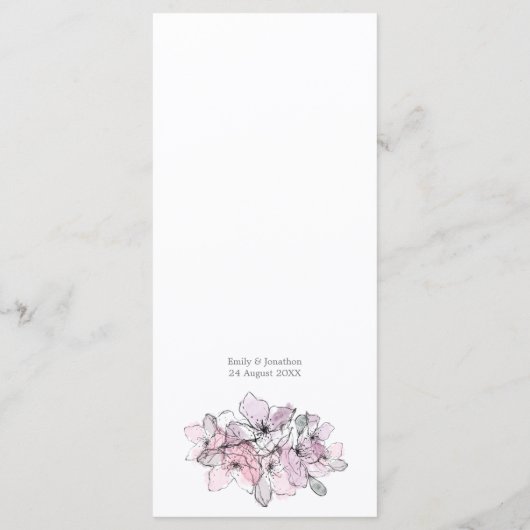 Waterverf Bloemen Roze Lila Script bruiloft Menu (Achterkant)
