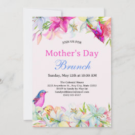  Waterverf Bloemen Roze Moederdag Brunch Kaart