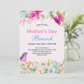  Waterverf Bloemen Roze Moederdag Brunch Kaart (Staand voorkant)