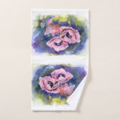 Waterverf bloemen roze papaver bad handdoek (Handdoek)