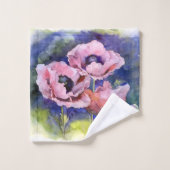 Waterverf bloemen roze papaver bad handdoek (Wasdoekje)