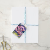 Waterverf bloemen roze papaver cadeaulabel (Met Touw)