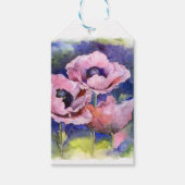 Waterverf bloemen roze papaver cadeaulabel (Voorkant)