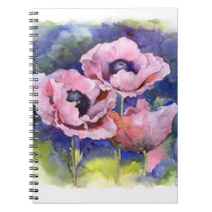 Waterverf bloemen roze papaver notitieboek