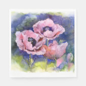 Waterverf bloemen roze papaver servet (Voorkant)