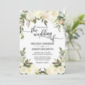 Waterverf Bloemen Roze Perzik Ivoor Goud Bruiloft Kaart (Staand voorkant)