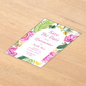 Waterverf Bloemen Roze pioenen Tulpen Quinceañera Acryl Uitnodigingen (Laagn)