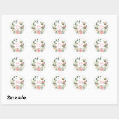 Waterverf Bloemen Roze Rose Baby Meisje Ronde Sticker (Vel)