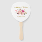 Waterverf Bloemen Roze Rose Blush Bruiloft Handwaaier (Achterkant)