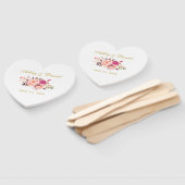 Waterverf Bloemen Roze Rose Blush Huwelijk Hart Handwaaier (Niet-gemonteerd)