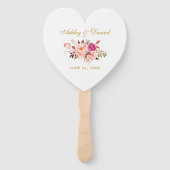 Waterverf Bloemen Roze Rose Blush Huwelijk Hart Handwaaier (Voorkant)