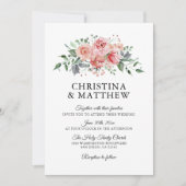 Waterverf Bloemen Roze Rose Flowers Bruiloft Kaart (Voorkant)