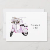 Waterverf Bloemen Roze Scooter Custom Gepersonalis Bedankkaart (Voorkant)